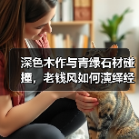 深色木作与青绿石材碰撞,老钱风如何演绎经典与当代交融?(图2) 深色木作与青绿石材碰撞,老钱风如何演绎经典与当代交融?(图2)
