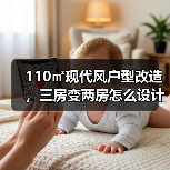 110㎡现代风户型改造，三房变两房怎么设计？