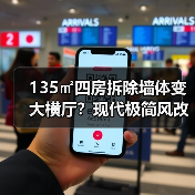 135㎡四房拆除墙体变大横厅?现代极简风改造方案揭秘(图3) 135㎡四房拆除墙体变大横厅?现代极简风改造方案揭秘(图3)